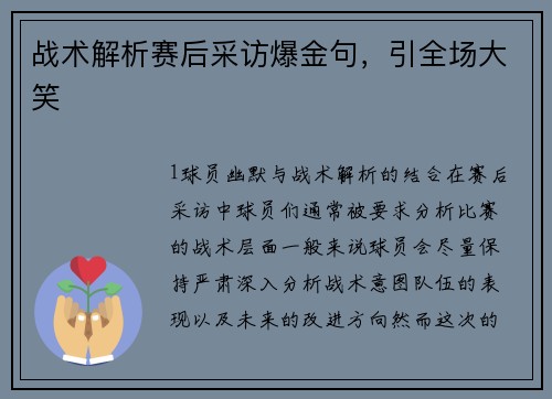 战术解析赛后采访爆金句，引全场大笑