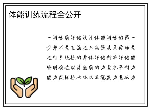 体能训练流程全公开